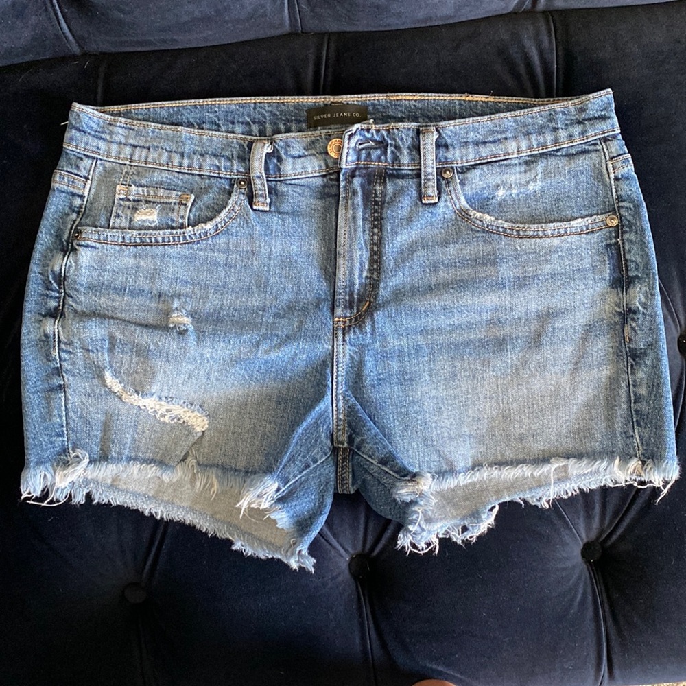 Women’s Not Your Boyfriend’s Silver Jean Shorts, size 30